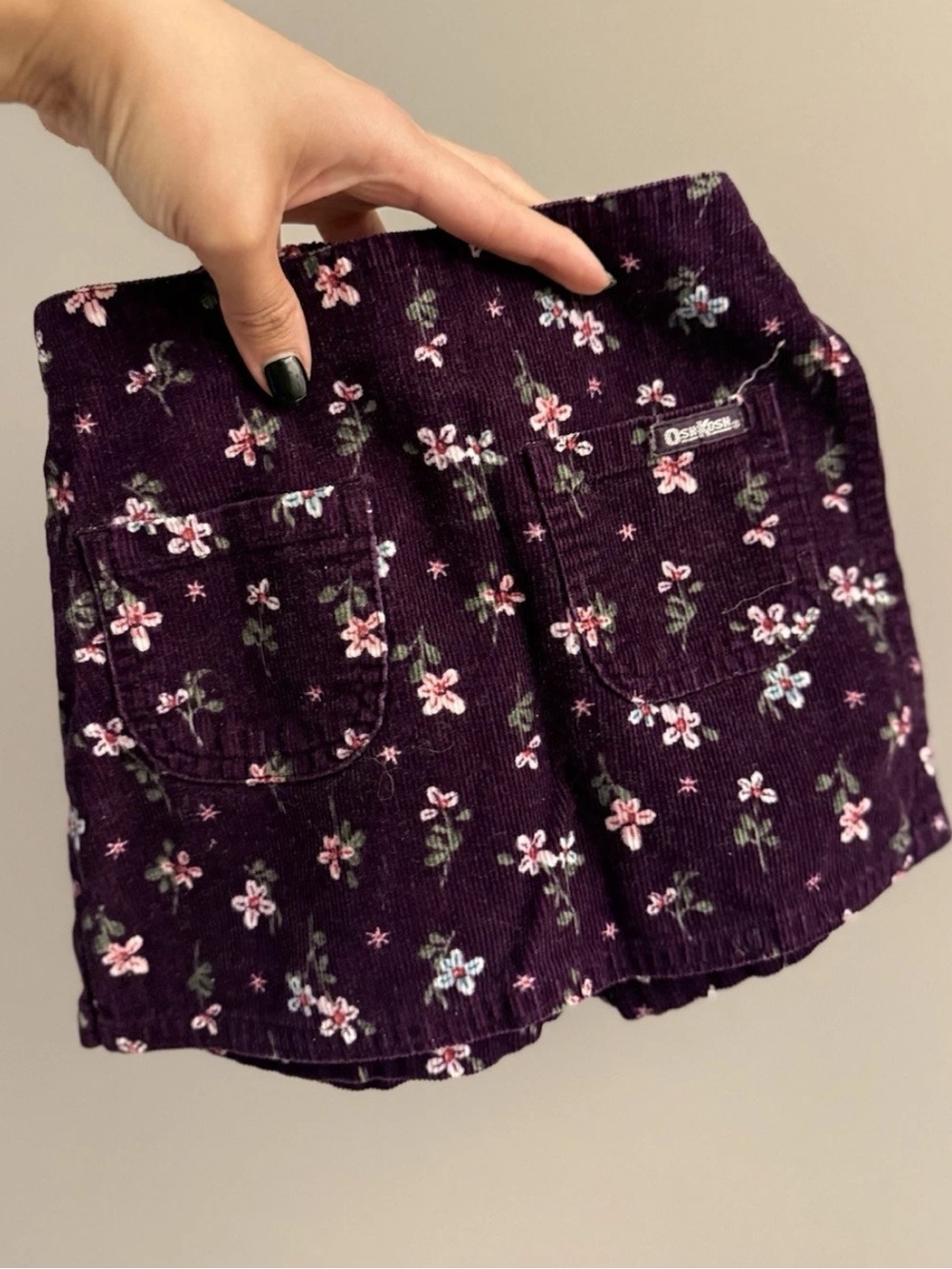 Vintage OshKosh Toddler Floral Corduroy Skort | Shorts Skirt | 90s Kidswear, 2T